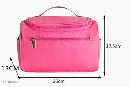 Polyester net travel toiletry case for men and women, organizes makeup and grooming essentials. Hanging design includes hook