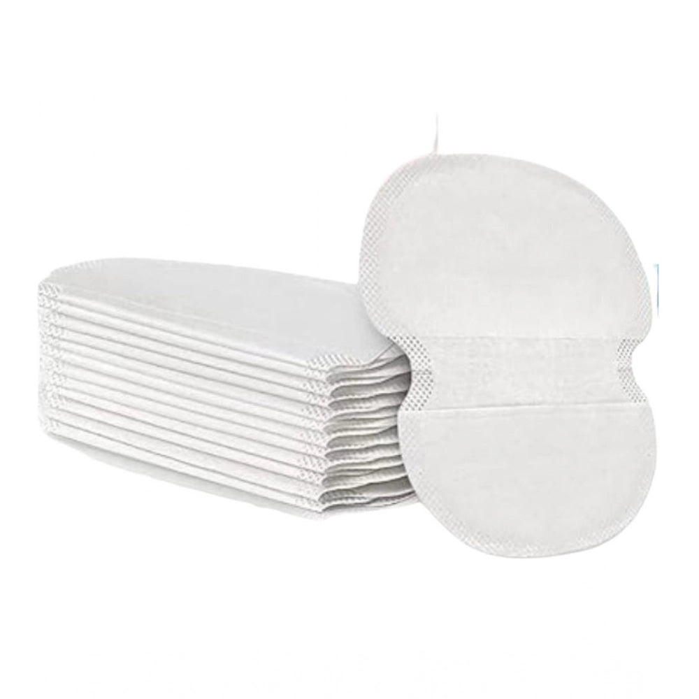 { "alt_text": "White absorbent sweat pads for underarms, anti-bacterial deodorant sticks, travel essential for daily use" }