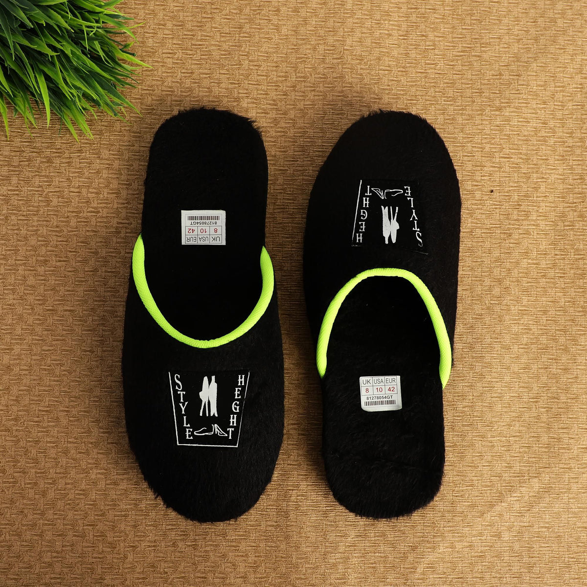 Synthetic black sliders for men, UK/IND size 6, casual occasion