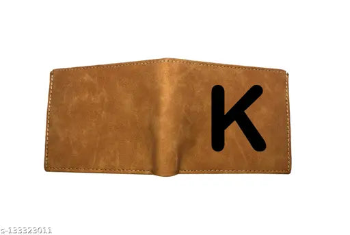 Faux leather alphabet wallet with five compartments, featuring a personalized first name design. Stylish accessory from India." (123 characters)
