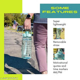Transparent motivational fitness water bottle, 2000ml, BPA-free, leakproof, multicolor plastic with straw and handle, suitable for gym workouts, easy transport with carrying loop, removable parts for cleaning, made in India