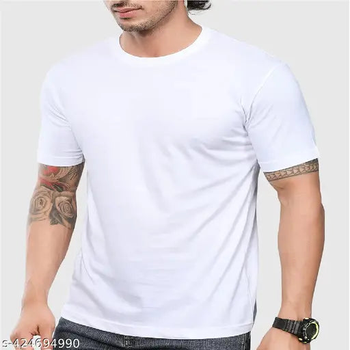 Men's cotton Black and White T-shirt pack of 2, round neck and half sleeves. Solid color, pure cotton. Sizes S-XXL, made in India