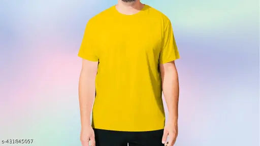 Personalized round neck poly blend t-shirts for men and women, customizable with vibrant prints. Made in India