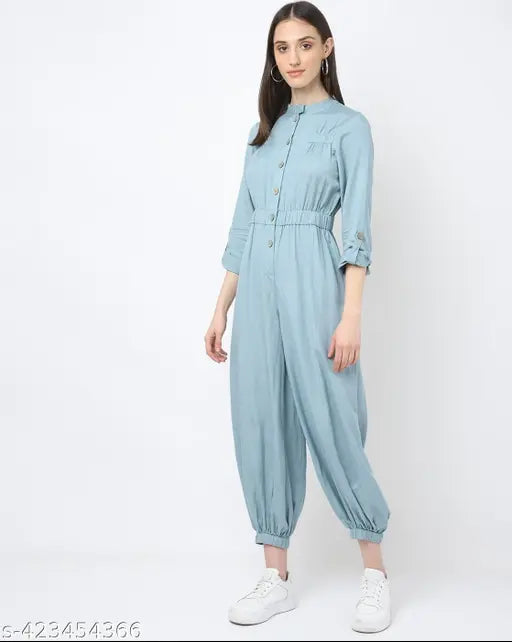 Sakura Linen Checked Jumpsuit with Roll-Up Sleeves, India-made, versatile fashion for women