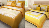 Double cotton bedsheet combo pack with peacock print, includes 4 pillow covers, ideal for summer adult use. Made in India
