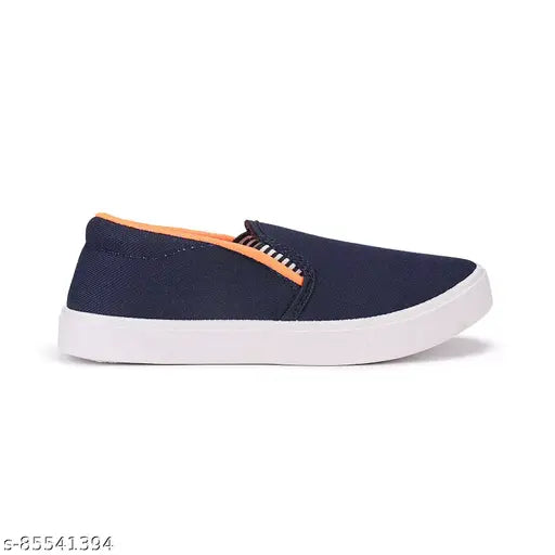 Blue casual loafer shoes with black laces for kids