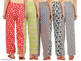 Women's multi color pajama, printed pants with varying patterns