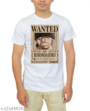 Printed Zoro Wanted polyester t-shirt (Sleeve: Short, Size: M), striped design on casual-fit round neck
