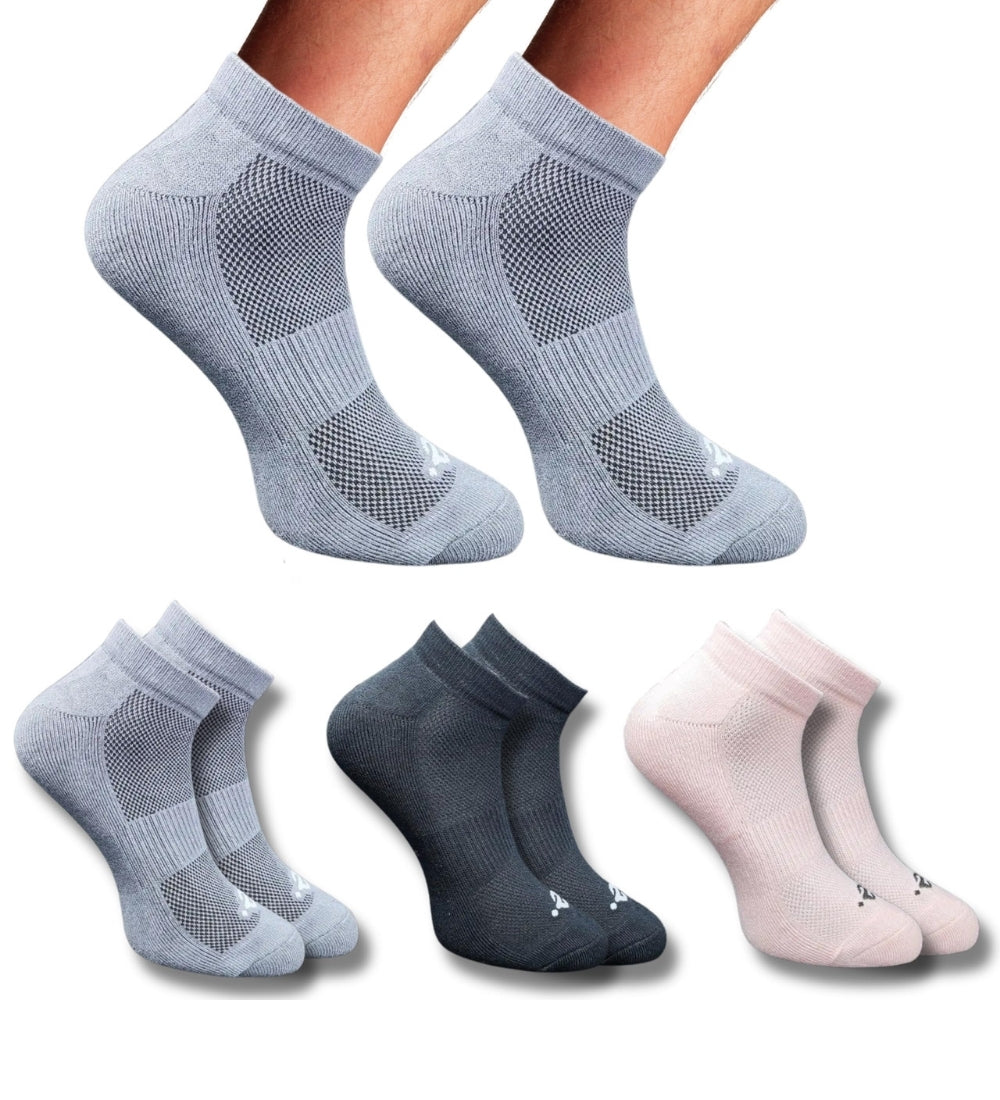 Pack of 3 Unisex Bamboo Blend Solid Low Cut Socks (Multicolor)