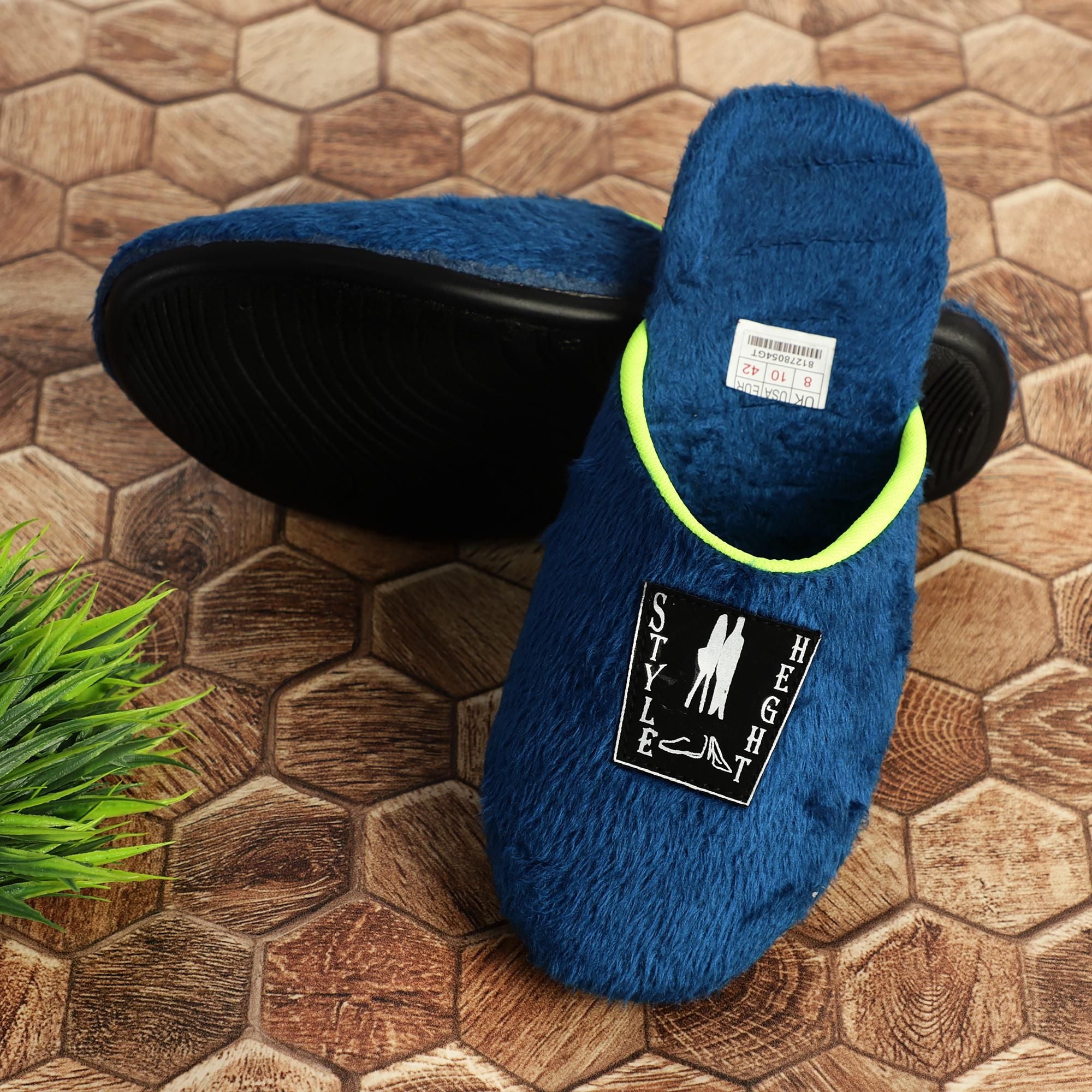 Synthetic blue sliders for men, UK/IND size 6, US size 7, EUR size 40. Comfortable airmix sole for casual occasions