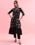 Black viscose rayon solid women's kurti, regular sleeve, round neck - Skylee Indian fashion