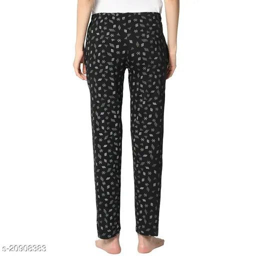 Multicolored printed straight fit trousers for women
