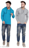 Aqua Blue cotton blend short sleeved hoodie pack for men - Geum brand