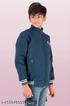 Nylon long sleeves winter jacket for kids, trendy style jacket in solid pattern for 14-15 years