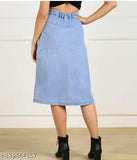 Denim solid net skirt, light weight denim skirt, Indian-origin denim clothing