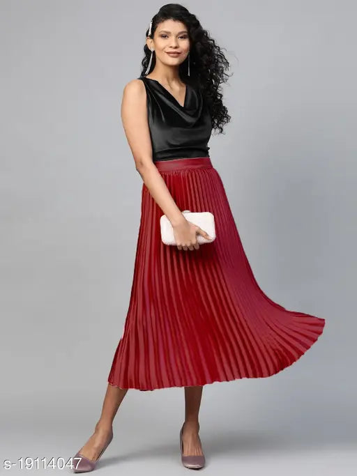 Aagyeyi Ethnic Skirt with Red Ruffles and Black Sleeveless Top