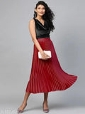 Aagyeyi Ethnic Skirt with Red Ruffles and Black Sleeveless Top