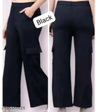 Black, cotton, high-waisted, 4-way stretch pants