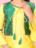 Aarika Girls solid silk A-line sharara kurta sets, 6-7 years, Indian fashion wear without dupatta on display