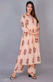 Mauka Floral Anarkali Cotton Kurta Plazo set, three-quarter sleeves in printed net pattern. Pack of 2 from India