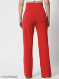 Cotton blend wide-leg high-rise bootcut trousers, two-piece set for women