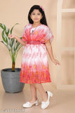 Red floral dress, short sleeve, knee length, V-neck, casual and party wear