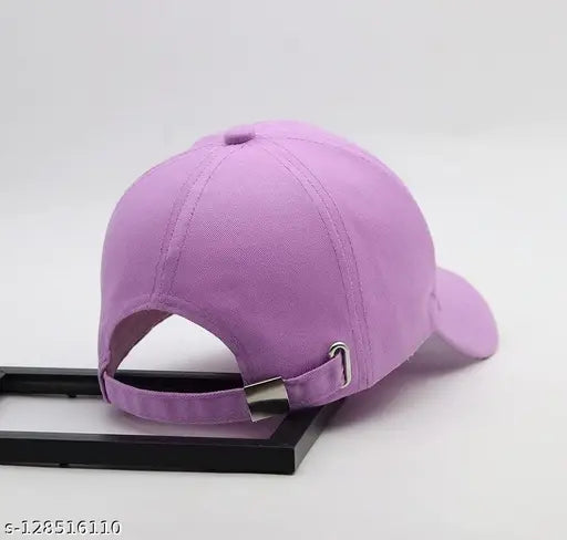 Purple cotton baseball cap, solid color design from India