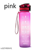 Multicolor unbreakable silicone water bottle, 1 liter with motivational time marker, BPA-free, gym/office use, detox eBook included