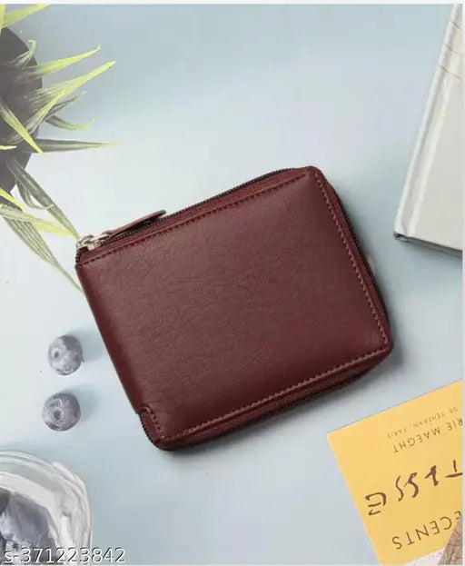 Brown artificial leather men's & women's casual party formal travel trendy wallet (4 card slots), featuring neat & useful compartments for credit cards, notes, and cash. Slim feel in premium Italian PU leather