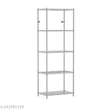 Silver metal kitchen cabinet with two shelves