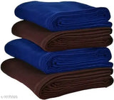 Uniquestyletrader single solid fleece blankets, 4-pack, microfiber, free size (90x60in), Made in India