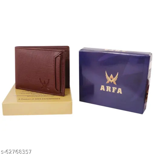 Mens faux leather ATM wallet, textured net design with 2 compartments, free size (10cm x 11cm), ARFA brand, made in India