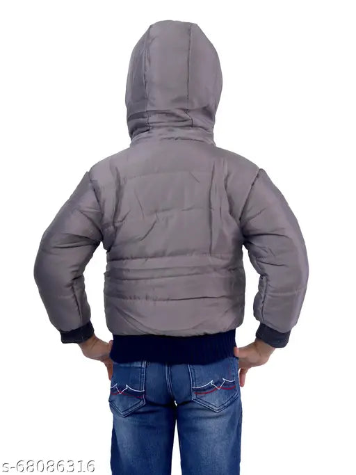 Grey padded boys hooded jacket