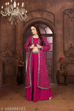 Havy Fox Gorgette Kurta Set with stitched embroidery blouse, three-quarter sleeves, Indian women's traditional attire