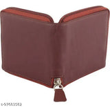 Brown artificial leather wallet, regular size, 5 card slots - stylish and sophisticated men's or women's wallet with credit, debit, visiting card pockets and currency compartment