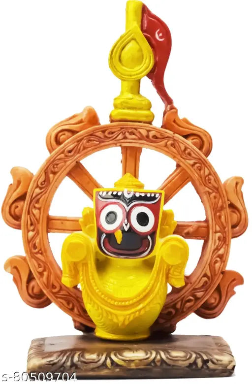 Marble Jagannath Idol in Nilachakra, handcrafted decorative showpiece - 15 cm, beautiful addition for home or office