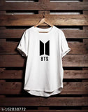 BTS printed polyester short sleeve t-shirt in retro style, trendy and comfortable fit for men. Size S (36in/26in), M (38in/27in), L (40in/28in), XL (42in/29in)
