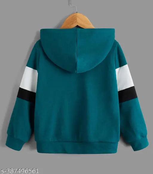 Being Wanted Boys Fullsleeve Hooded Neck Dark Green Cotton Sweatshirt