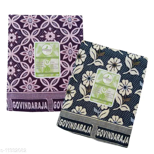 Feather Green cotton blankets pack of 2, free size (90in x 60in), soft and cozy Indian cotton bedding