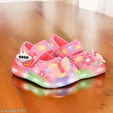 Pink faux leather Peppa Pig belly shoes for girls, long-lasting LED printed design ideal for parties or daily wear