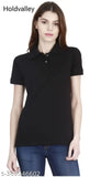Cotton solid-color polo neck t-shirt for women & girls by Holdvalleybrand, made in India