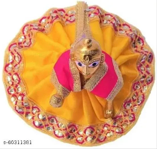 Brass Krishna Idol - Pittal Laddu Gopal Statue, 8cm tall, Indian decorative showpiece