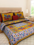Heritage cotton printed double bedsheet combo, vibrant floral design on soft cotton bedsheets and pillow covers, perfect for a stylish bedroom setup (95 in x 84 in bedsheets, 26 in x 18 in pillow covers)