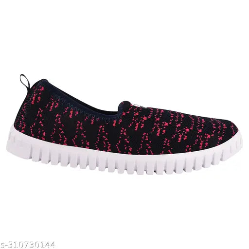 Blue and red nubuck printed slip-on bellies (LISA 6), comfortable women's footwear from India