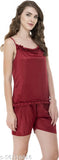 Red velvet embroidered women's nightsuit, stylish and comfortable Indian import