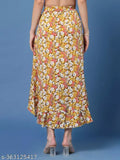 Women's floral yellow maxi skirt
