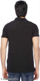 Black cotton polo t-shirt, half sleeve, durable quality finish for men's fashion