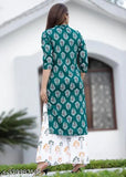 Rayon printed kurti and plazzo set, three-quarter sleeves, vibrant Indian traditional fashion on model