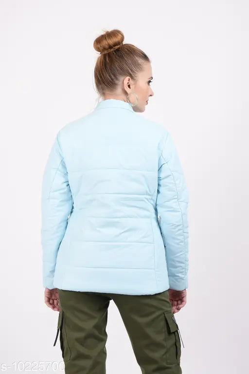 Blushh Collection women's quilted PU hoodie jacket, long sleeves, XXS size, quilted pattern, India-made