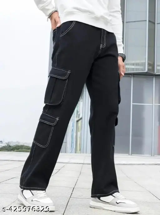 Men's loose fit washes cargo jeans